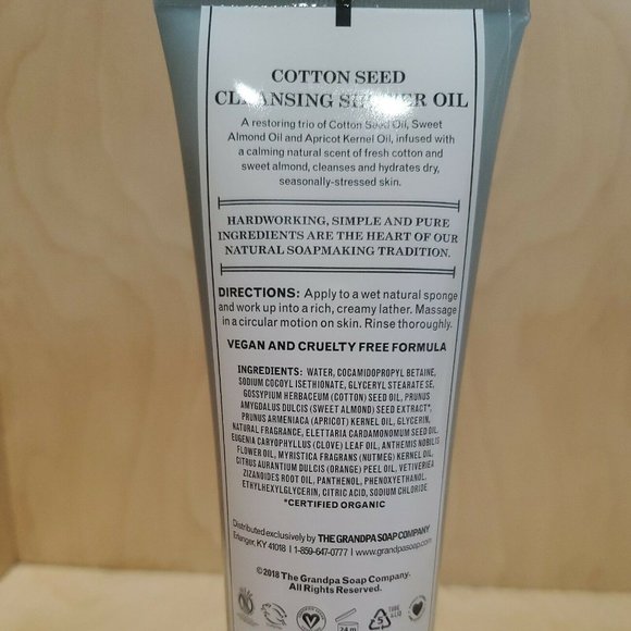 THE GRANDPA SOAP CO Cotton Seed Cleansing Shower Oil - VEGAN - Picture 3 of 4